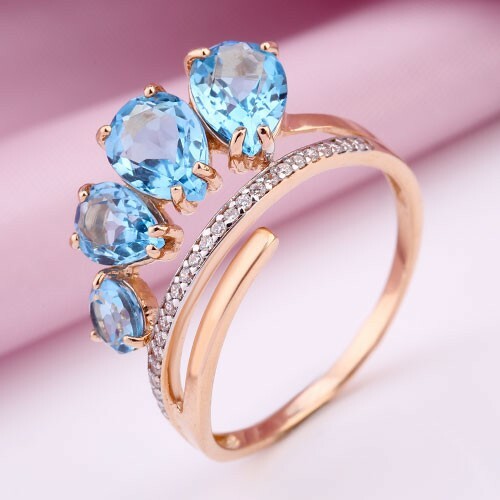 Ring mit swiss blauen topasen - mit,